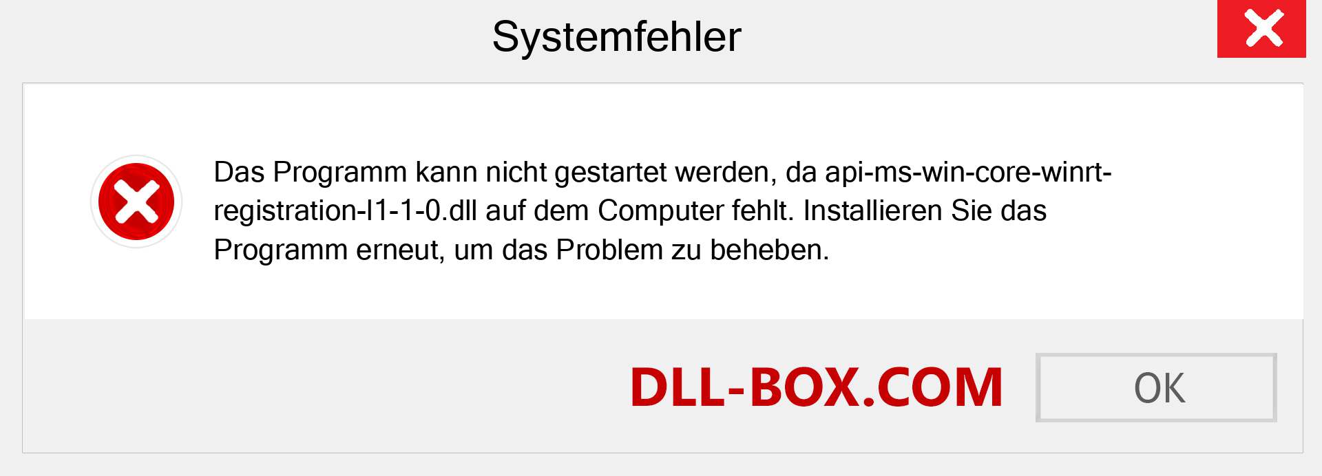 api-ms-win-core-winrt-registration-l1-1-0.dll-Datei fehlt?. Download für Windows 7, 8, 10 - Fix api-ms-win-core-winrt-registration-l1-1-0 dll Missing Error unter Windows, Fotos, Bildern