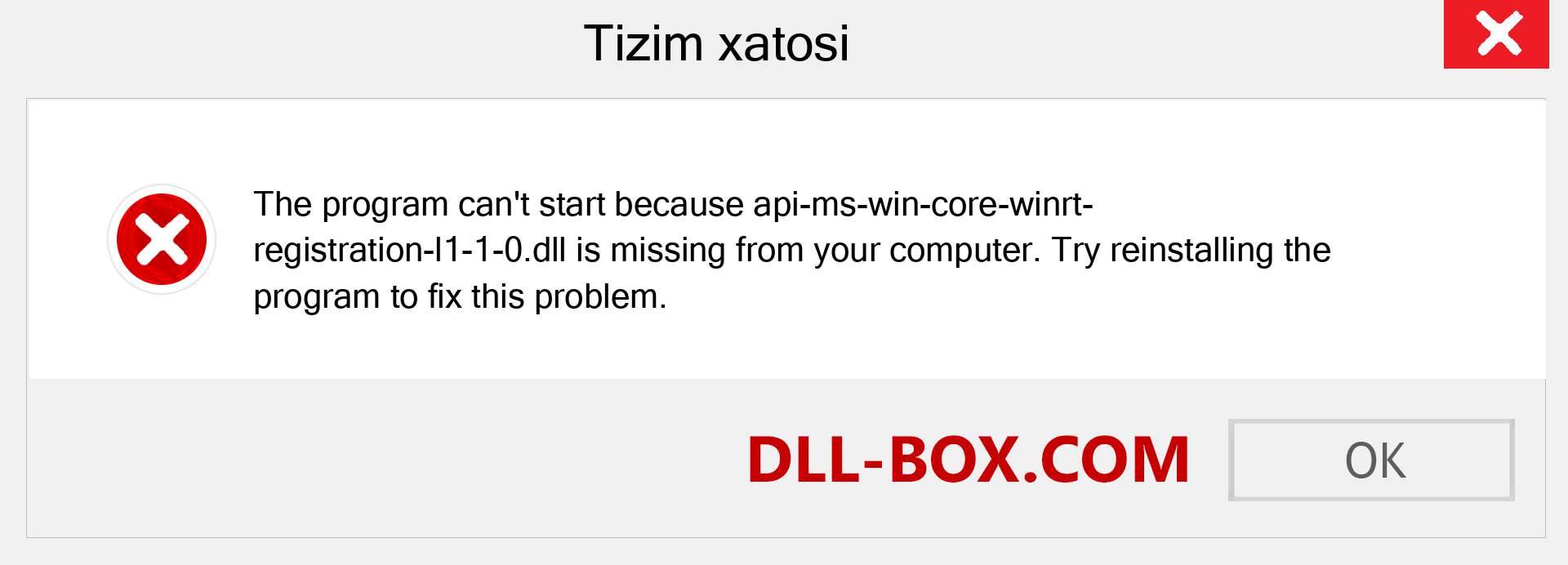 api-ms-win-core-winrt-registration-l1-1-0.dll fayli yo'qolganmi?. Windows 7, 8, 10 uchun yuklab olish - Windowsda api-ms-win-core-winrt-registration-l1-1-0 dll etishmayotgan xatoni tuzating, rasmlar, rasmlar